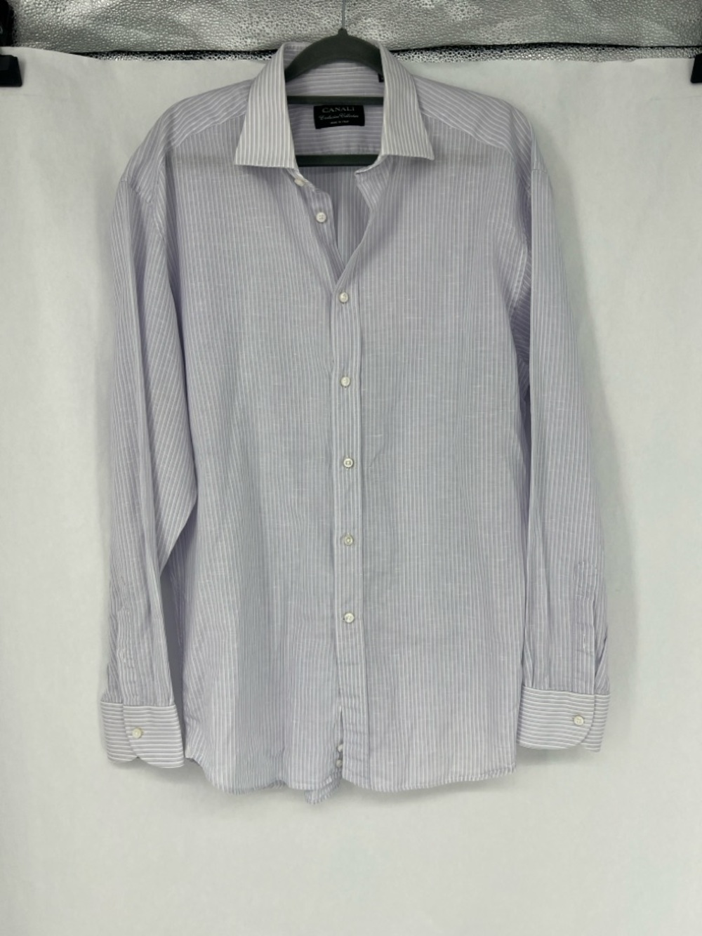 Canali Men's Light purple  and White Striped Dress Shirt